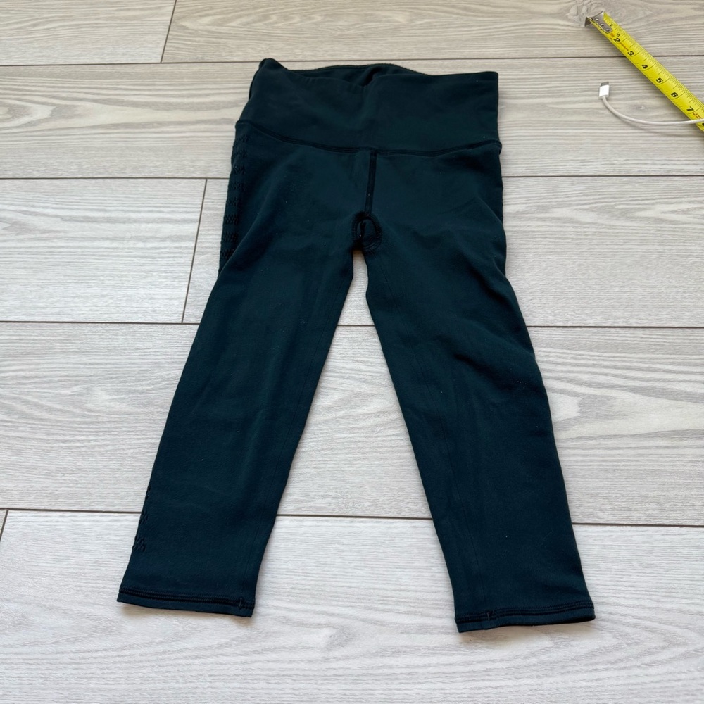 Lululemon 4 Reveal Crop Stripes 17" submarine teal green leggings active gym - Picture 2 of 7